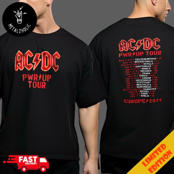 ACDC PWR UP Europe Tour FBI Schedule Lists Two Sides T-Shirt