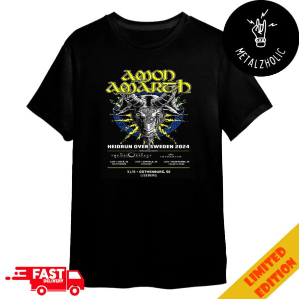 Amon Amarth Heidrun Over Sweden 2024 Prepare Your Swords Swedish Vikings The Halo Effect Insomnium Schedule Lists Merchandise T-Shirt