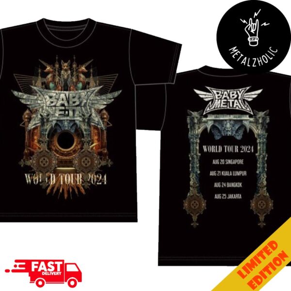 BABYMETAL World Tour 2024 Asia Mythic Guardians Schedule Lists Two Sides T-Shirt