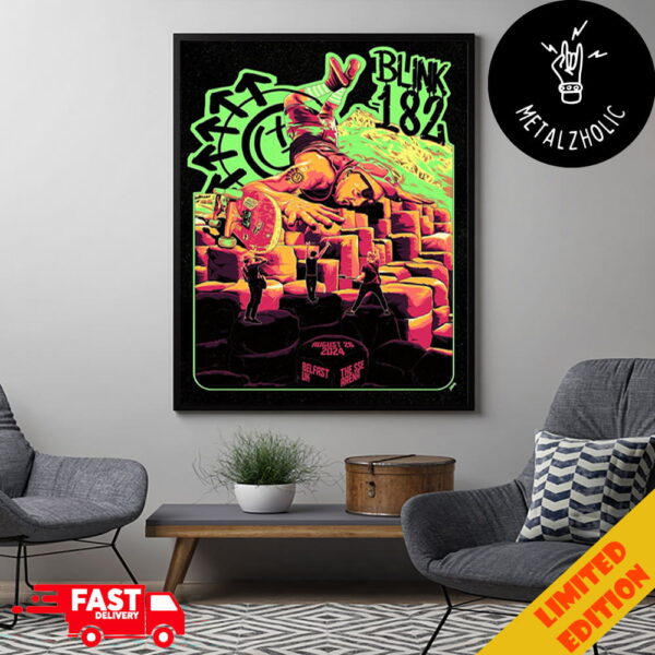 Blink-182 Official One More Time Tour August 28 2024 Belfast UK The SSE Arena Poster Canvas