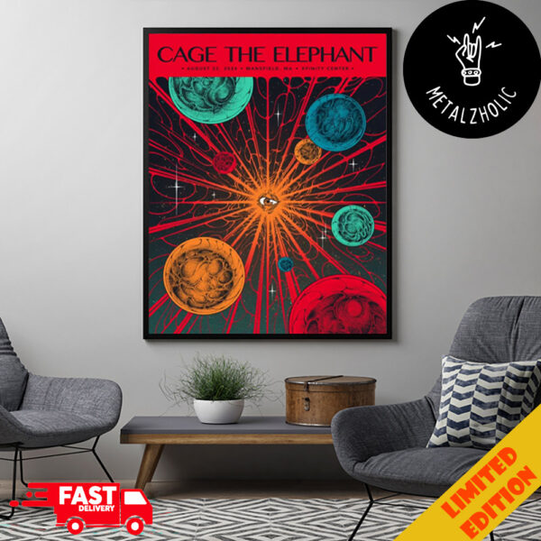 Cage The Elephant August 22 2024 Mansfield MA Xfinity Center Concert Poster Poster Canvas