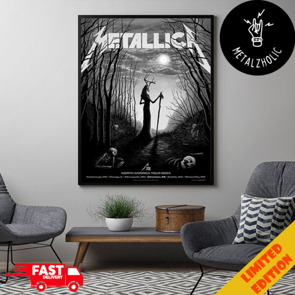 Exclusive Pop-Up Shop Poster For M72 Edmonton Metallica North America Tour 2024 At AB August 22 No Repeat Weekend Poster Canvas