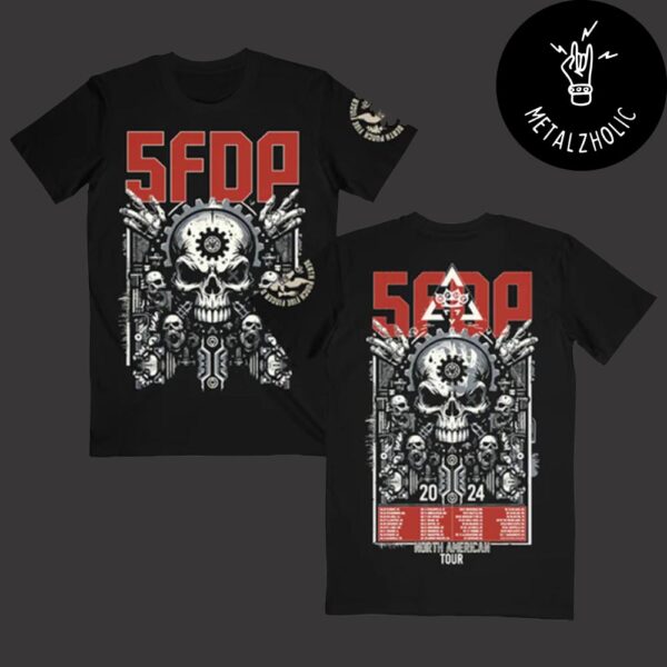 Five Finger Death Punch Schedule Lists 2024 North American Tour Gearhead 5FDP Merchandise Two Sides T-Shirt