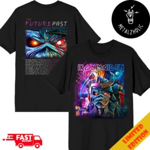 Iron Maiden The Future Past 2024 Tour Schedule Lists The Cyborg Samurai Eddie Art Work T-Shirt