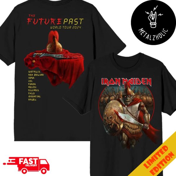 Iron Maiden The Future Past 2024 World Tour Alexander The Great Tour Stops Artwork T-Shirt