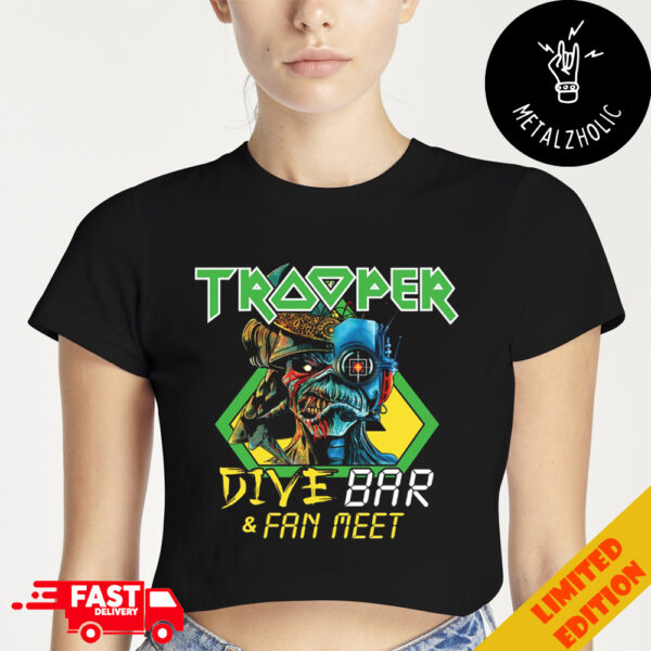 Iron Maiden Trooper Dive Bar And Fan Met ft The Launch Of Future Past And Strange Land Beer Logo Merchandise Cropped T-Shirt