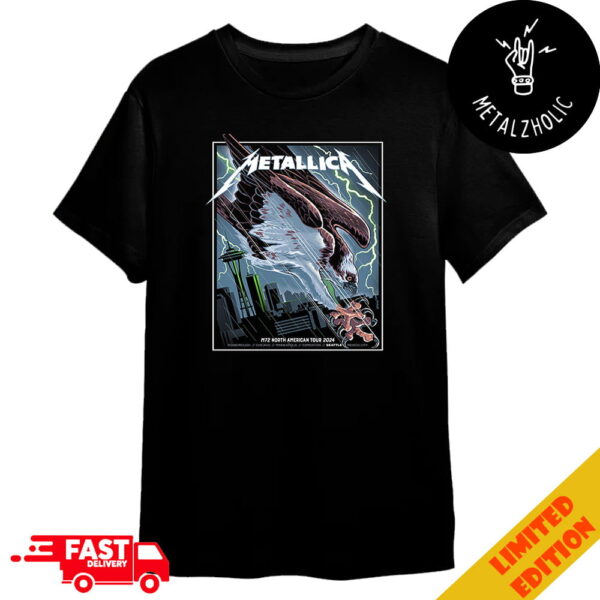 Metallica M72 Seattle Nate Dino’s Exclusive Pop-Up Shop Poster North America Tour August 29 2024 Washington No Repeat Weekend At Lumen Field Stadium Merchandise T-Shirt