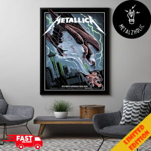 Metallica M72 Seattle Nate Dino’s Exclusive Pop-Up Shop Poster North America Tour August 29 2024 Washington No Repeat Weekend At Lumen Field Stadium Poster Canvas