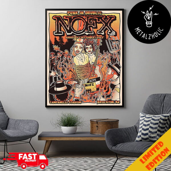 Official Limited Edition Punk In Drublic NOFX August 31 September 1 2024 Campanelli Stadium Brockton MA Festival Merch Booth Poster Canvas