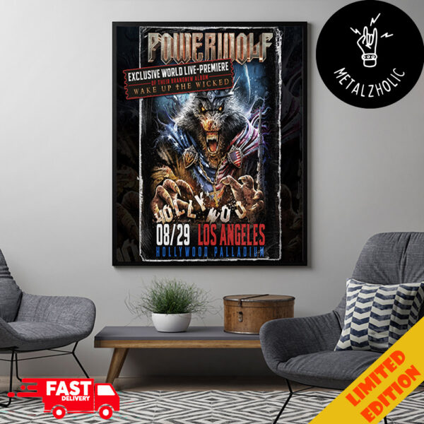 Powerwolf Exclusive World Live-premiere Of Their Brand New Album Wake Up The Wicked 29 August 2024 Los Angeles Hollywood Palladium Poster Canvas