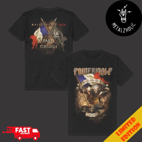 Powerwolf Wolfsnachte Tour 2024 Paris 17 October Two Sides T-Shirt