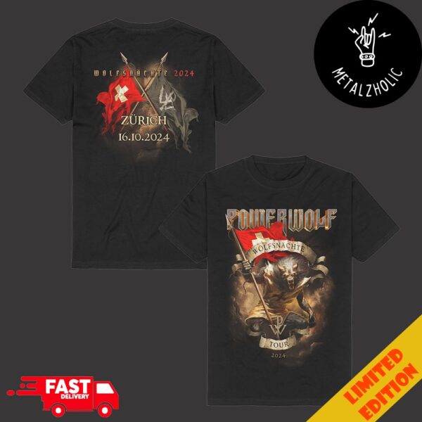 Powerwolf Wolfsnachte Tour 2024 Zurich 16 October Two Sides T-Shirt