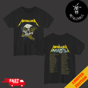 ReviveRise Metallica Metal Band M72 Tour 2024 Schedule Lists And Tour Stops Skull Logo Two Sdies T-Shirt