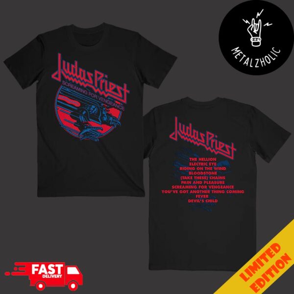 Screaming For Vengeance Judas Priest Tracklist Tour 2024 Two Sides T-Shirt