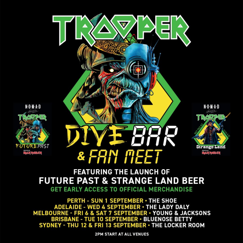 Unveiling Iron Maiden's Exclusive Trooper Dive Bar Merch: Future Past & Strange Land Beer Logo T-Shirt