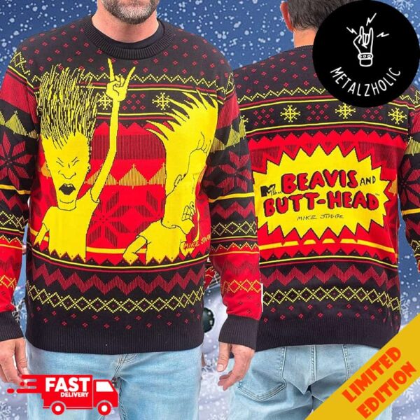 Beavis And Butthead Rock-N-Roll 3 Color Ugly Christmas Sweater For Family