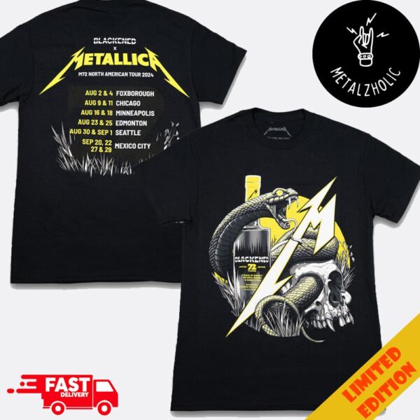 Blackened Whiskey 2024 North America Tour Merchandise x Metallica M72 Tour Dates Pop-Up Shop Two Sides T-Shirt