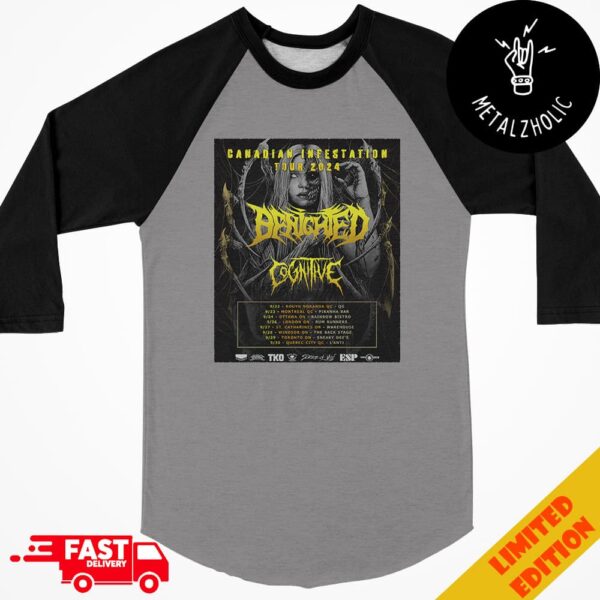 Canadian Infestation Tour 2024 Benighted And Cognitive Tour Dates Raglan Shirt