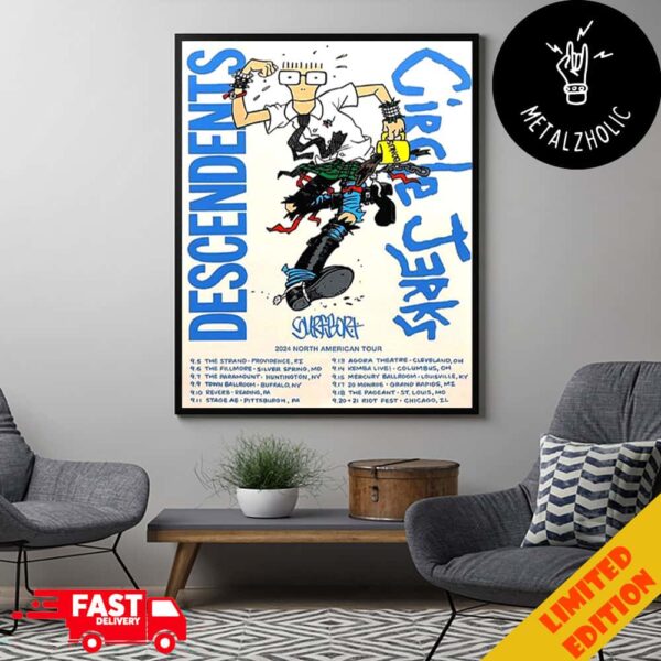 Circle Jerks x Surfbort x Descendents Tour Posters 2024 North American Tour Schedule Lists Poster Canvas