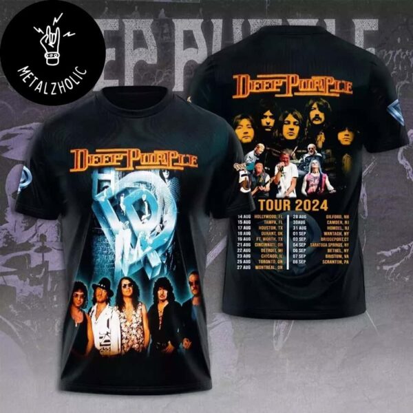 Deep Purple Tour 2024 Concert Schedule Lists All Over Print T-Shirt