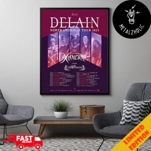 Delain North American Tour 2025 With Xandria And Edge Of Paradise Tour Dates Poster Canvas