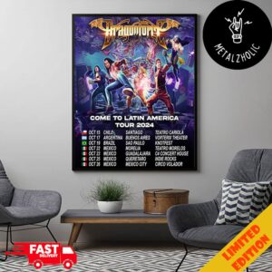 DragonForce Tour 2024 Four Shows In Mexico Warp Speed Warriors Come To Latin America Tour Dates Poster Canvas