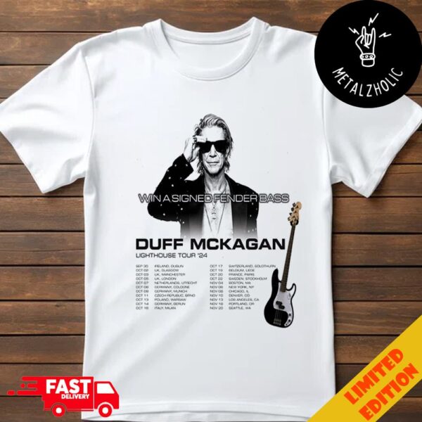 Duff McKagan Brings His Lighthouse Tour 2024 Win A Signed Fender Bass Tour Dates T-Shirt