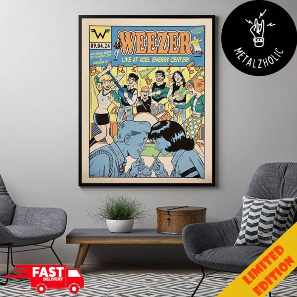 Enjoy This Amazing Custom Weezer Poster Live At Xcel Energy Center On September 4 2024 Poster Canvas