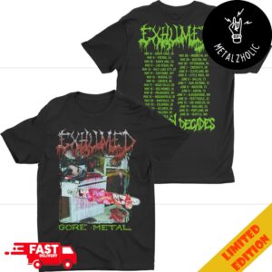 Exhumed Gore Metal Decayed Decades 2024 US Tour Dates Merchandise Two Sides T-Shirt