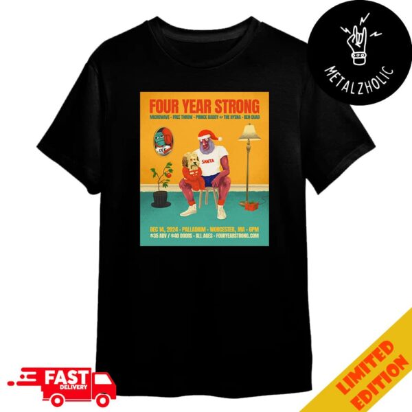 Four Year Strong Holiday Show Microwave x Free Throw Prince Daddy And The Hyena Ben Quad Poster Tour Dates 2024 Merchandise T-Shirt