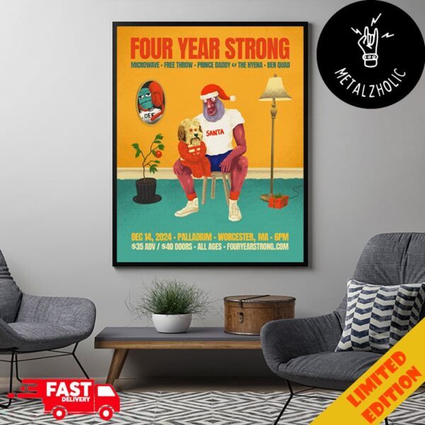 Four Year Strong Holiday Show Microwave x Free Throw Prince Daddy And The Hyena Ben Quad Poster Tour Dates 2024 Poster Canvas