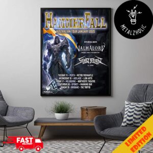 HammerFall Australian Tour January 2025 With Valhalore And Silent Knight All Shows Schedule Lists Poster Canvas