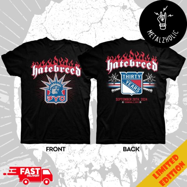 Hatebreed 28 September At New York Terminal 5 With Carcass Harm’s Way Crypta Weight Of The False Self World Tour 2024 Two Sides T-Shirt