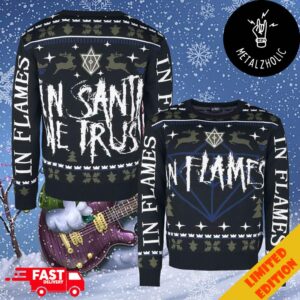 In Flames In Santa We Trusted Holiday Jumper Christmas Gift Heavy Metal 2024 Ugly Sweater