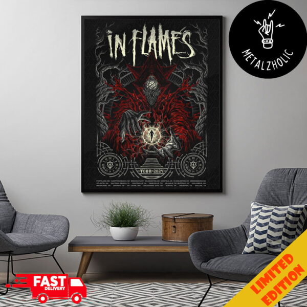 In Flames Timehold Tour 2024 Tour Dates Poster Canvas