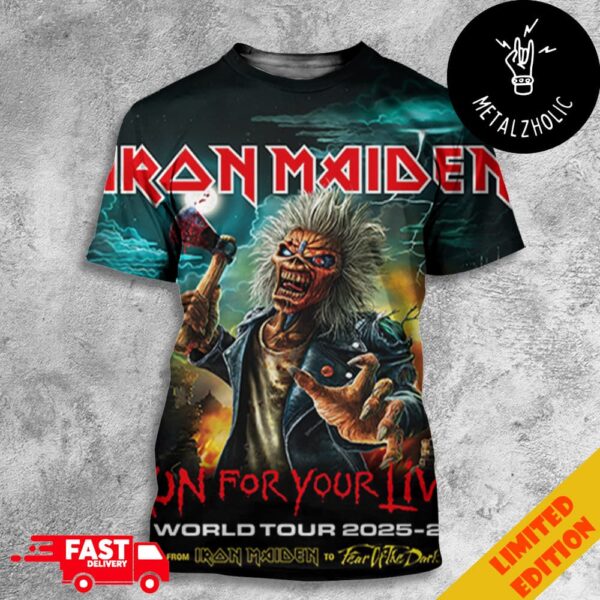 Iron Maiden Run For Your Lives World Tour 2025-2026 From Iron Maiden To Fear Of The Dark All Over Print T-Shirt