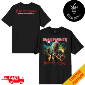 Iron Maiden Run For Your Lives World Tour 2025-2026 OG Merchandise Eddie With Axe Two Sides T-Shirt