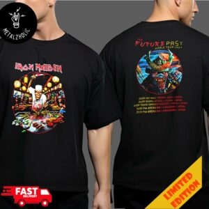 Iron Maiden The Future Past World Tour 2024 Tour Dates Japan Exclusive Samurai And Sushi Chef Eddie Merchandise Two Sides T-Shirt