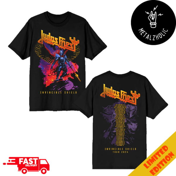 Judas Priest Invincible Shield World Tour 2024 Power Trip Festival Tour Stops Serpent Artwork Two Sides T-Shirt