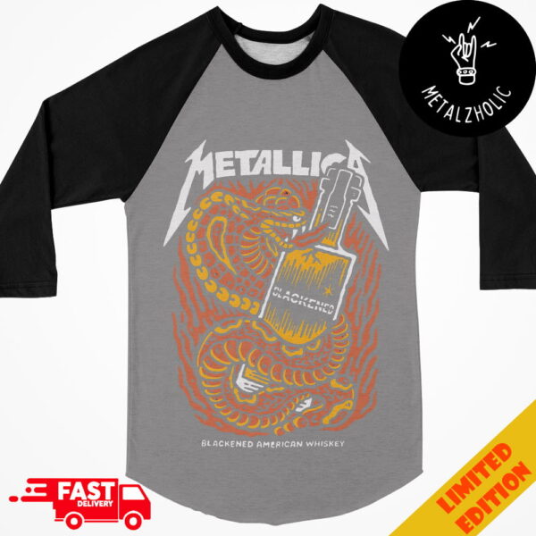 Metallica Blackened American Whiskey Celebrating 40 Years Merchandise Raglan Shirt