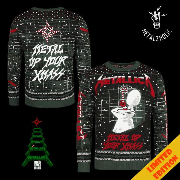 Metallica Metal Up Your Xmass Toilet Candy Crane Christmas Gift For Fans Ugly Sweater