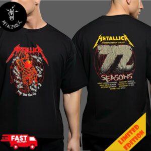 Metallica Skull Screaming Red M72 Seasons North American Tour Official Concert Merchandise Tour Dates Two Sides T-Shirt