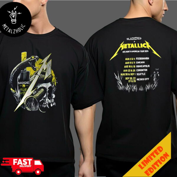 New Blackened x Metallica M72 North American 2024 Tour Schedule Lists Two Sides T-Shirt Merchandise