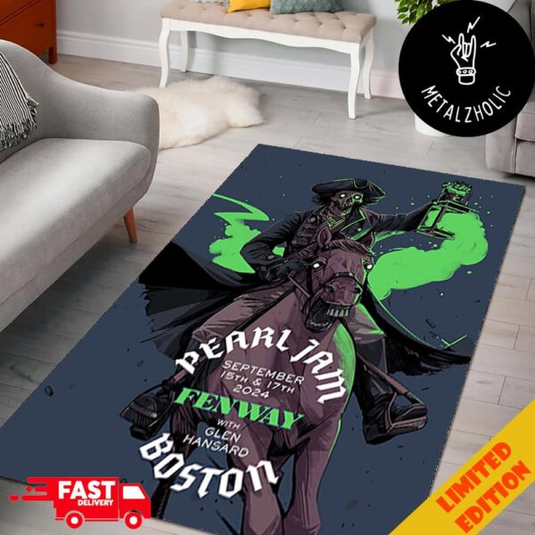 Pearl Jam Boston 2024 Night 1 At Fenway Park September 15th And 17th 2024 With Glen Hansard Dark Matter Tour Art By Oliver Barrett Home Decor Rug Carpet