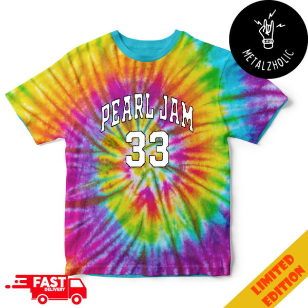 Pearl Jam Dark Matter Tour 2024 September 15-17 At Fenway Park Boston MA Number 33 Tie Dye T-Shirt