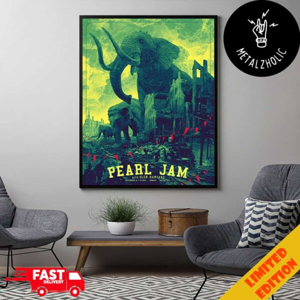 Pearl Jam With Glen Hansard September 15 And 17 2024 Dark Matter Tour At Fenway Boston MA Poster Canvas