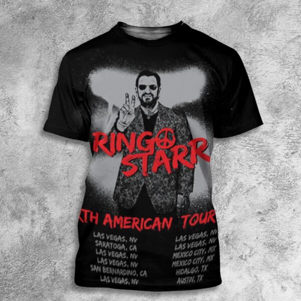 Ringo Starr North American Tour 2024 Tour Dates Merchandise All Over Print T-Shirt