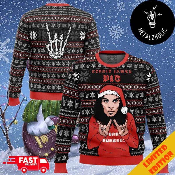 Ronnie James Dio Skull Hand Christmas Gift Ugly Sweater