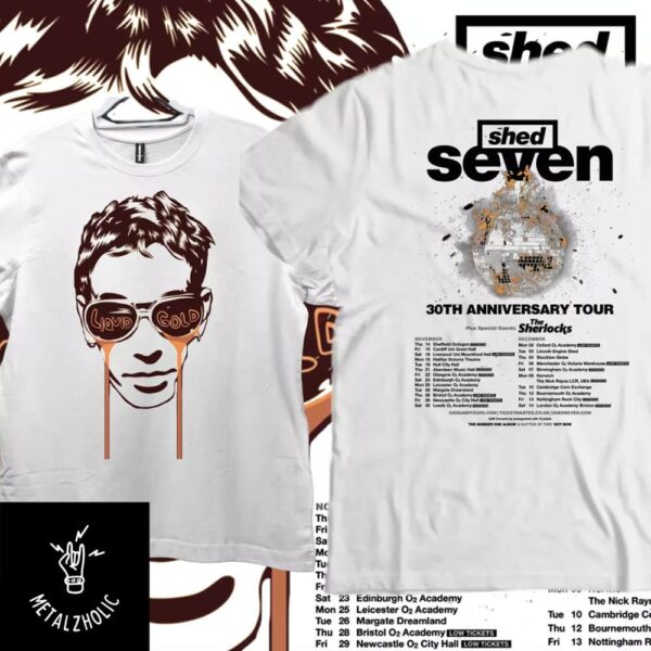 Shed Seven 30th Anniversary Tour With The Sherlocks Tour Dates 2024 Tour Merchandise Two Sides T-Shirt