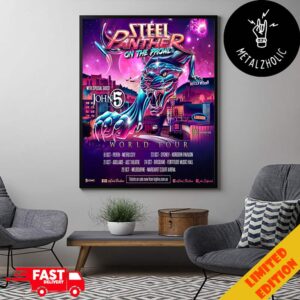 Steel Panther On The Prowl With Special Guest John 5 World Tour 2024 Tour Dates Poster Canvas